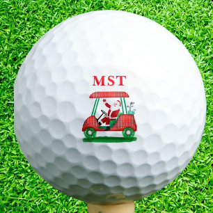 Elegant Santa Golf Christmas Monogram Balls