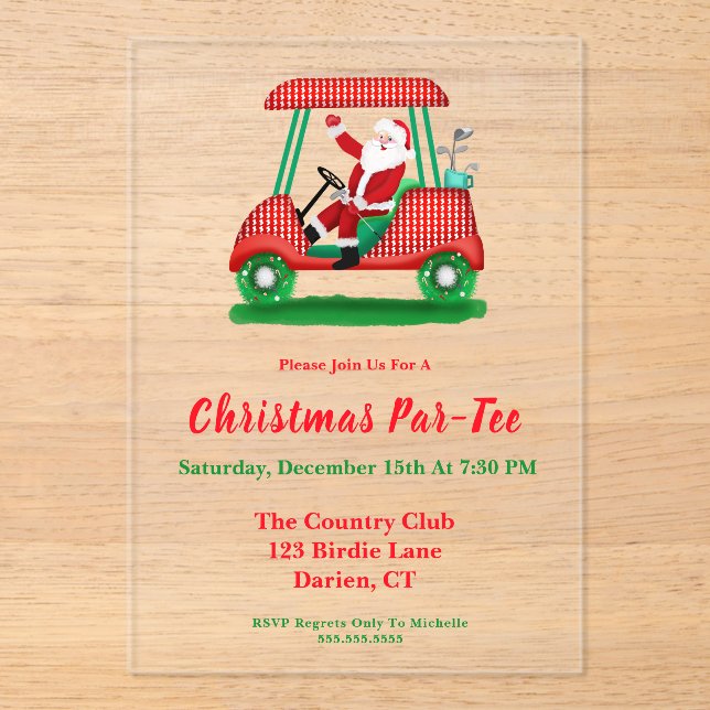 Elegant Santa Golf Christmas Party Invitation (Front)