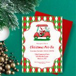 Elegant Santa Golf Christmas Party Invitation<br><div class="desc">Experience the magic of the holidays on the greens with our Christmas Golf Invitation. Santa Claus joyfully waves from a golf cart on this elegant diamond red and green pattern. Tee off in style - order now for a memorable celebration!</div>