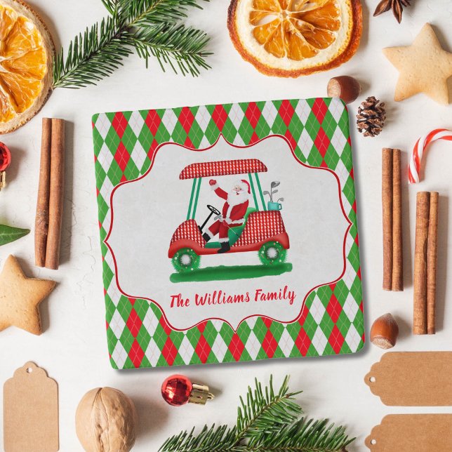 Elegant Santa Golf Christmas Personalized Trivet (Creator Uploaded)