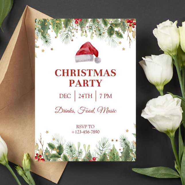Elegant Santa Hat Christmas Invitation (Creator Uploaded)