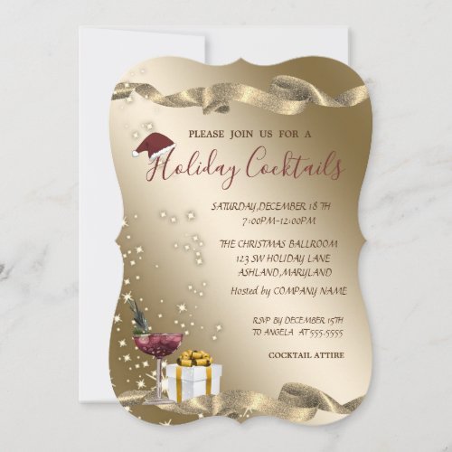ElegantSanta HatCocktail Christmas Invitation