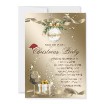 Elegant,Santa Hat,Glass,Ball Corporate Christmas  Invitation