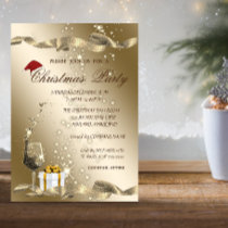 Elegant,Santa Hat,Glass,Corporate Christmas Party, Invitation