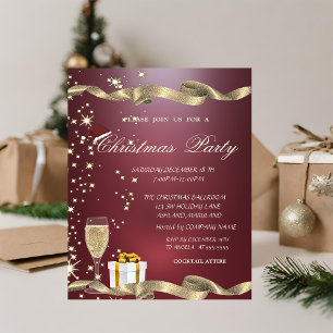 Elegant,Santa Hat,Glass,Red Corporate Christmas Invitation