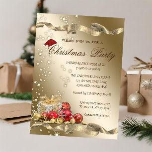 Elegant,Santa Hat,Presents Christmas Party Invitation