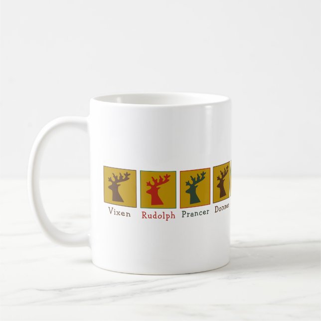 Elegant Santa's Reindeers Names, Christmas Coffee Mug (Left)