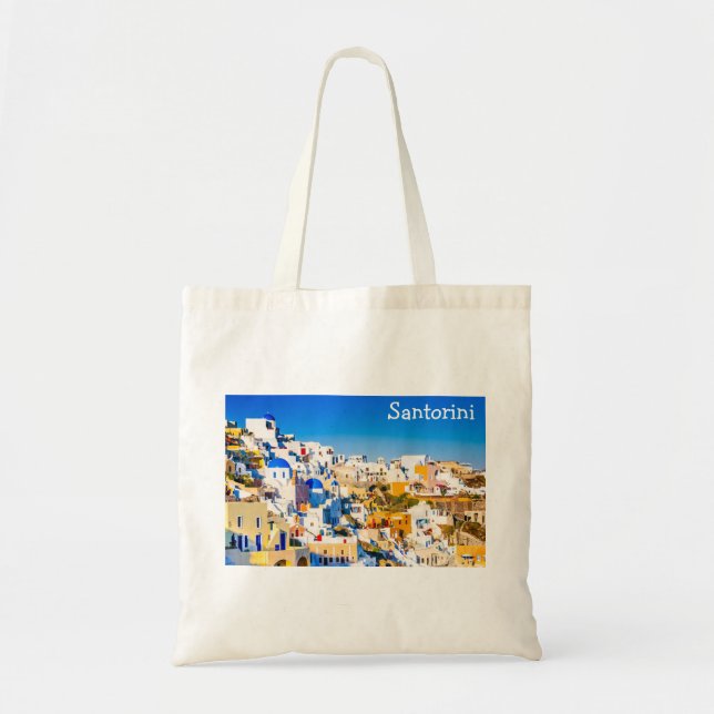 Elegant Santorini Greece Scenic Tote Bag (Front)