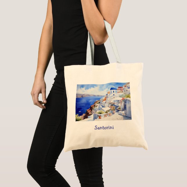 Elegant Santorini Greece Scenic Tote Bag (Front (Product))