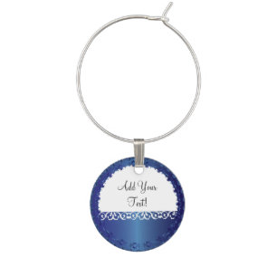Elegant Sapphire All Occasion, DIY Text Wine Glass Charm