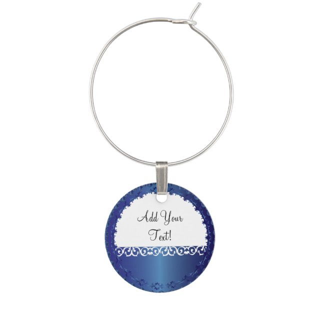 Elegant Sapphire All Occasion, DIY Text Wine Glass Charm (Front)
