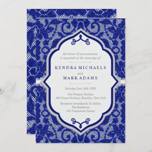 Elegant Sapphire and Grey Wedding Invitations