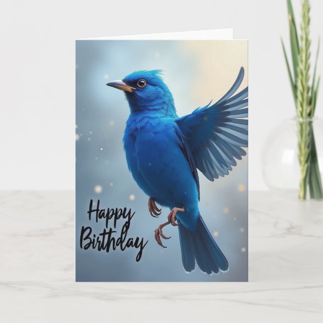 Elegant Sapphire Bird Card (Front)