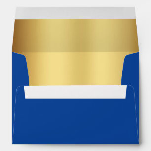 Elegant Sapphire Blue Gold Wedding Return Address Envelope