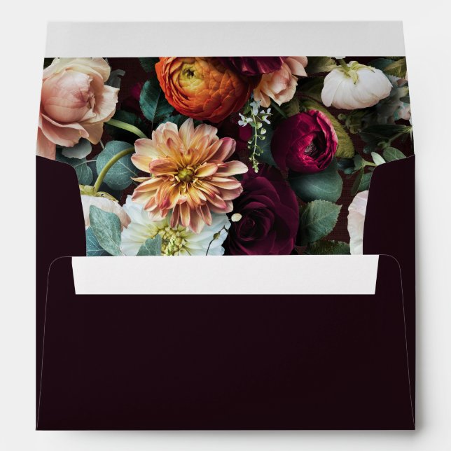 Elegant Sapphire Blue Gold Wedding Return Address Envelope (Back (Bottom))