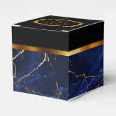 Navy and Gold Agate Birthday Thank You Favor Boxes