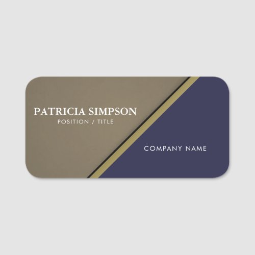 Elegant Sapphire Blue With Brown And Golden Ribbon Name Tag