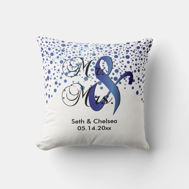 Elegant Sapphire Dots | Wedding | Personalize Throw Pillow (Front)