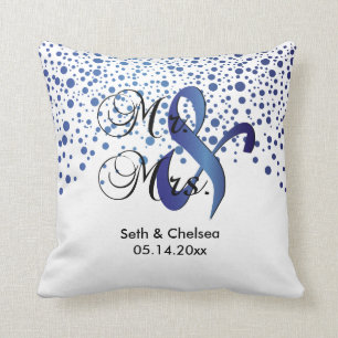 Elegant Sapphire Dots Wedding Personalize Throw Pillow