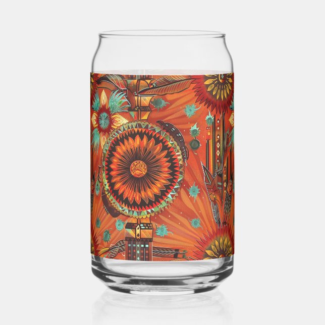 Elegant Sapphire "Intricate Echoes" Printed Can Gl Can Glass (Front)