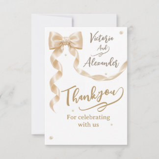 Elegant Satin Bow Flat Thank You Card