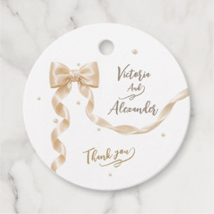 Elegant Satin Bow Wedding Favor Tags
