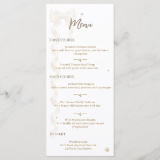 Elegant Satin Bow Wedding Flat Menu