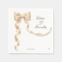 Elegant Satin Bow Wedding Paper Napkin