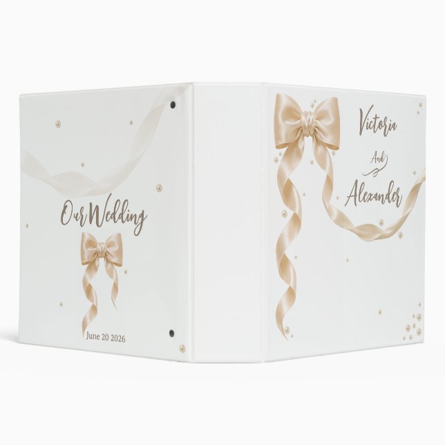 Elegant Satin Bow Wedding Planner Binder (Background)