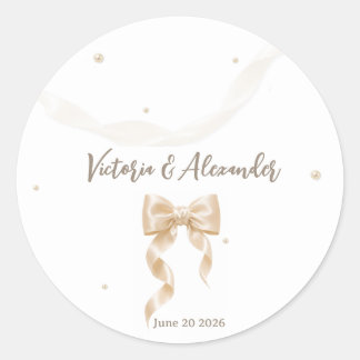 Elegant Satin Bow Wedding Sticker