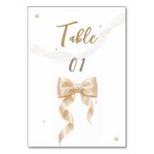 Elegant Satin Bow Wedding Table Card