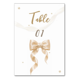 Elegant Satin Bow Wedding Table Card