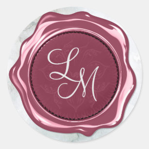 Elegant Satin Dark Blush Monogram Wax Seal