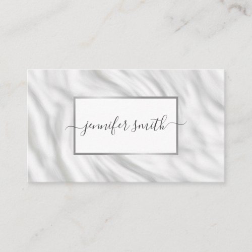 Elegant Satin Fabric Marble With Frame Chic Pretty Business Card