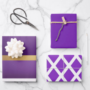 Elegant Satin Finish Royal Purple and Gold  Wrapping Paper Sheets