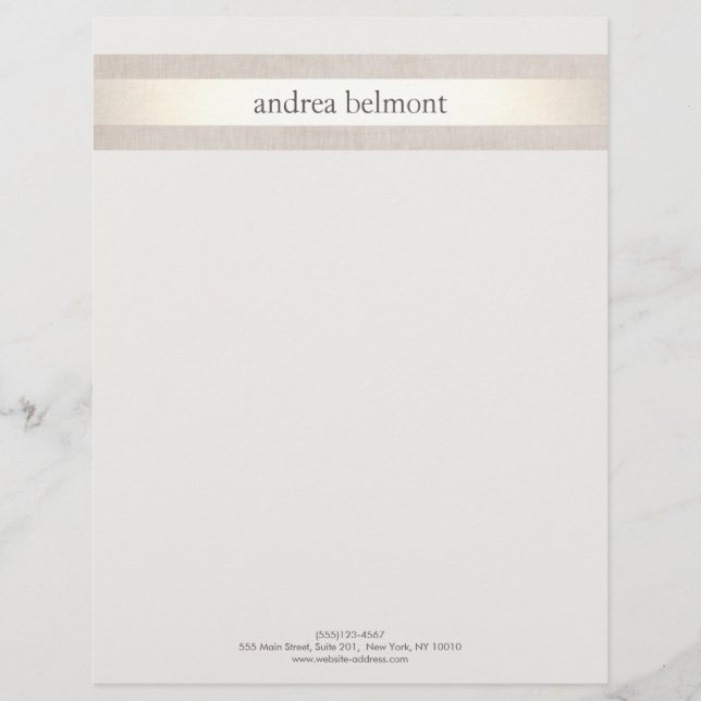Elegant Satin Gold Stripe Ivory Stylist & Designer Letterhead (Front)
