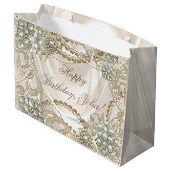 Elegant Satin Pearl Ivory Large Gift Bag by Champagne_N_Caviar at Zazzle