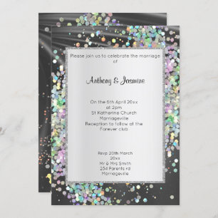 ELEGANT SATIN PURPLE HOLOGRAPHIC PASTEL INVITATION