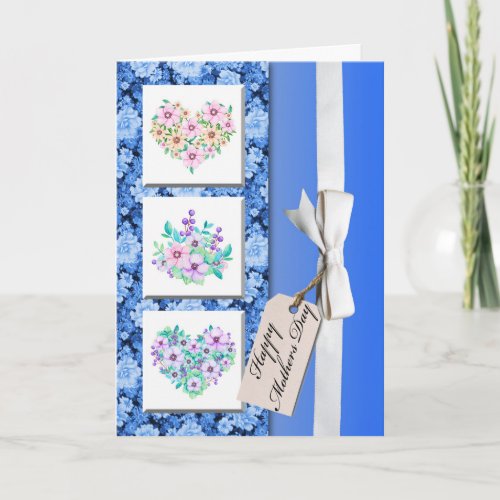 Elegant Satin ribbon Floral Mothers Day Card