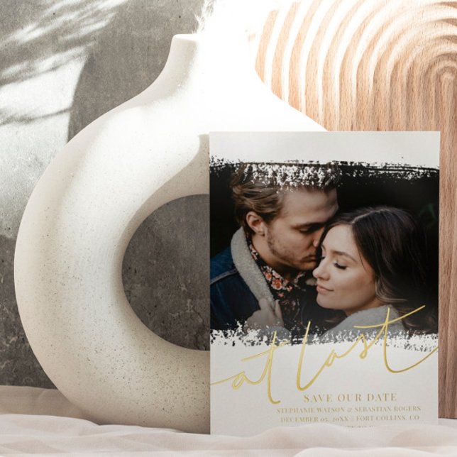 Elegant Save Our Date Real Foil & Photo Invitation (Creator Uploaded)