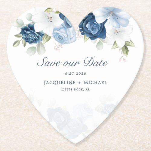 Elegant Save our Date Script Watercolor Floral Paper Coaster