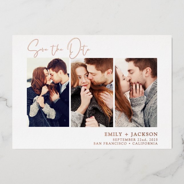 Elegant Save the Date 3 Photo Invitations (Front)