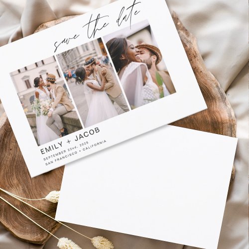 Elegant Save the Date 3 Photo Minimalist