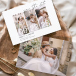 Elegant Save the Date 4 Photo Invitations<br><div class="desc">Modern and Elegant Landscape Horizontal Four (4) Photo Save the Date Wedding with hand lettered script typography. The save the date invitation magnet includes script typography and chic and simple design that you can add your customized engagement photograph picture to.</div>