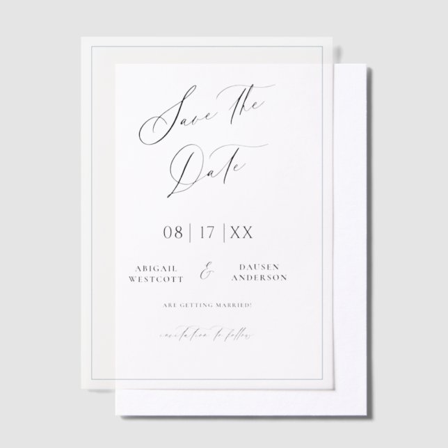 Elegant Save the Date Announcement Vellum Overlay (Offset)