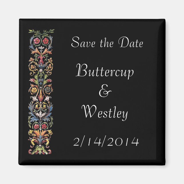 Elegant Save the Date Antique Art Custom Magnets (Front)