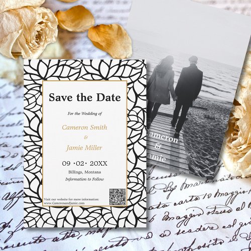 Elegant Save The Date Black Foliage Invitation 