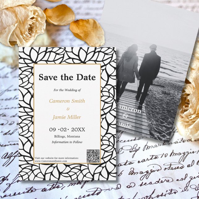 Elegant Save The Date Black Foliage Invitation  (Elegant Save The Date Black Foliage Invitation)