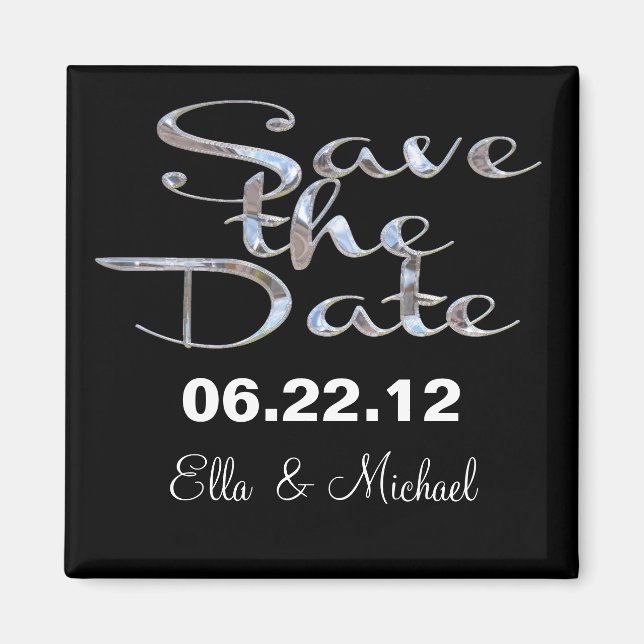 Elegant Save the date Black II Magnet (Front)