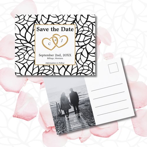 Elegant Save the Date Black  White Wedding Theme Postcard